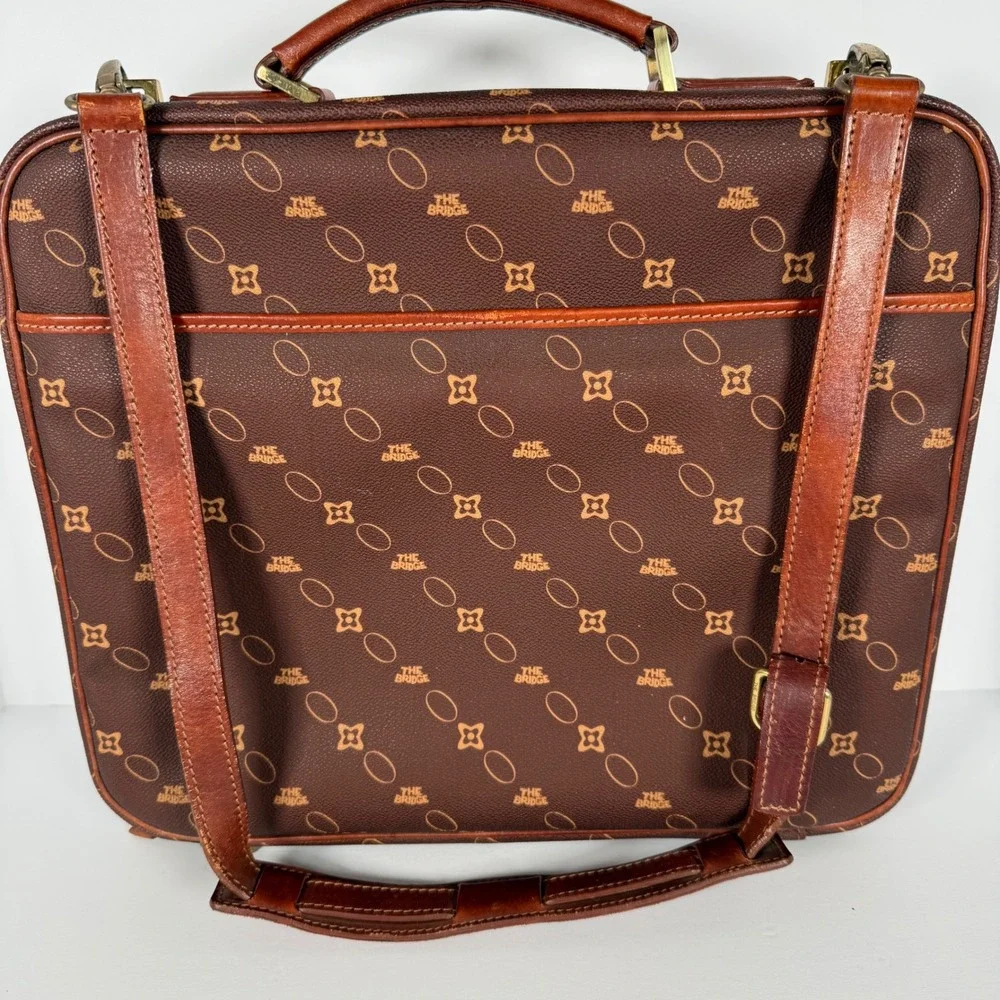 The Bridge Vintage Briefcase Brown Monogram Coated Canvas Messenger Bag